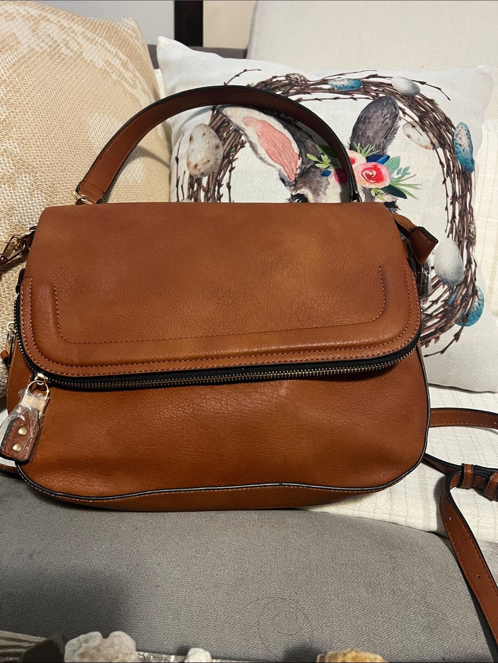 Classic Brown Leather Top-Handle Shoulder Bag